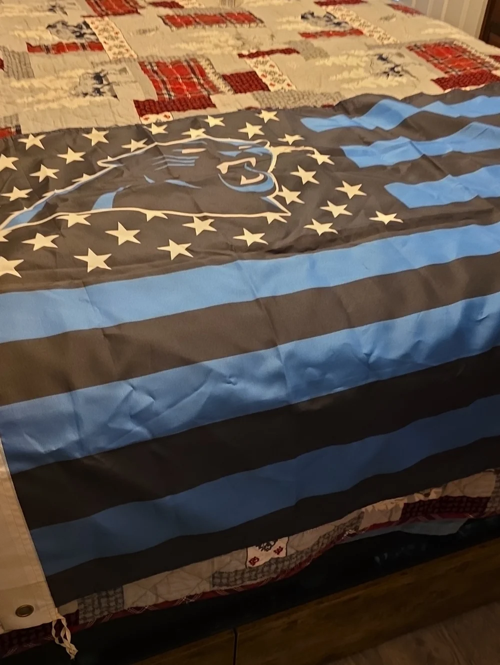 Thin Blue Line American flag featuring the logo of the Carolina Panthers,